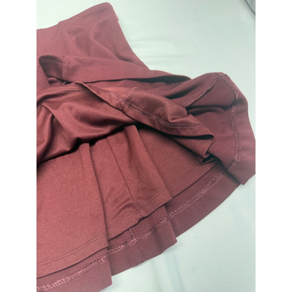 Banana Republic Petite 10 Burgundy Pleated Mini Skirt A-Line Wine Red Career - Picture 7 of 12